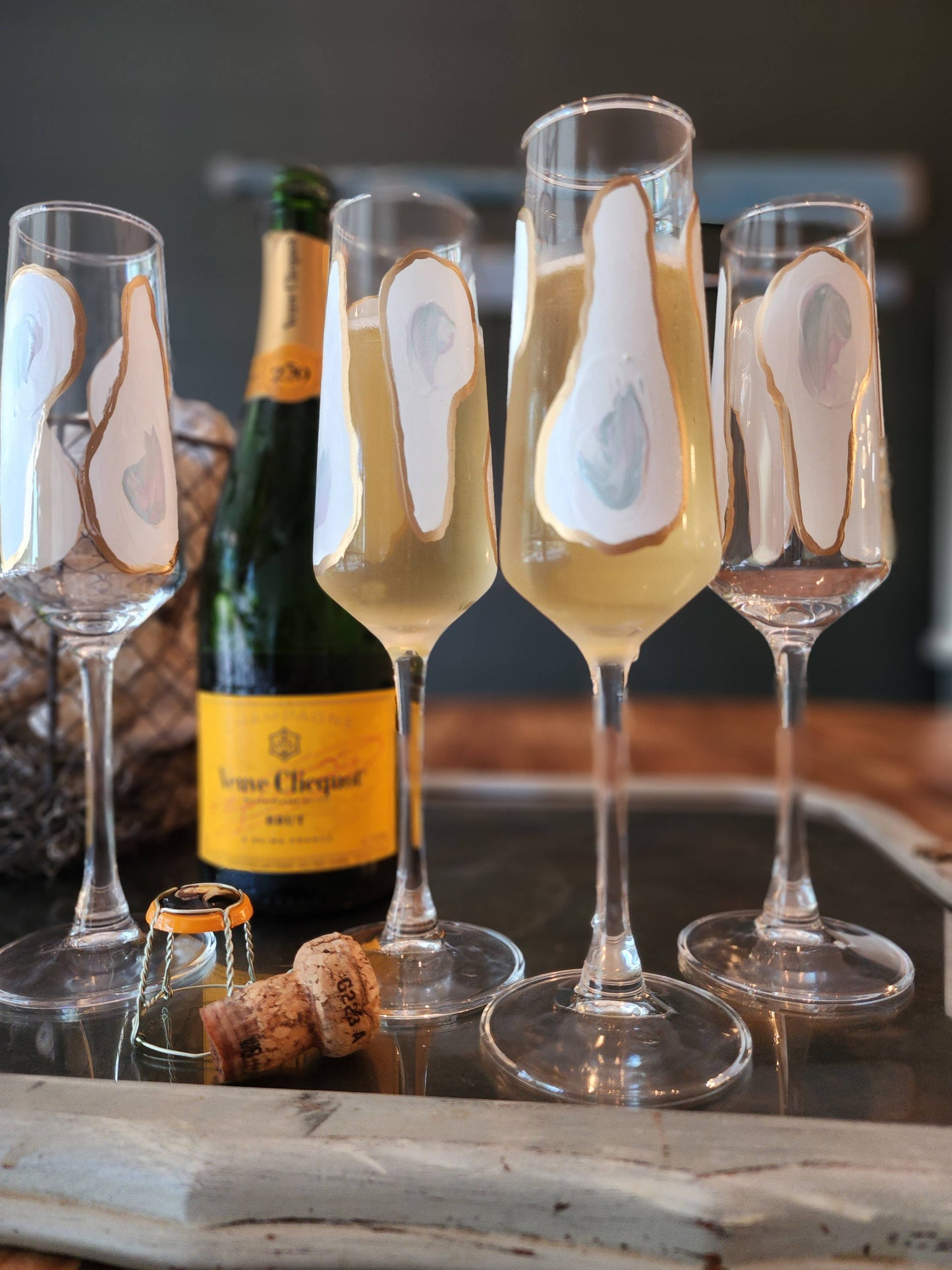 Oyster Confetti Champagne Glasses
