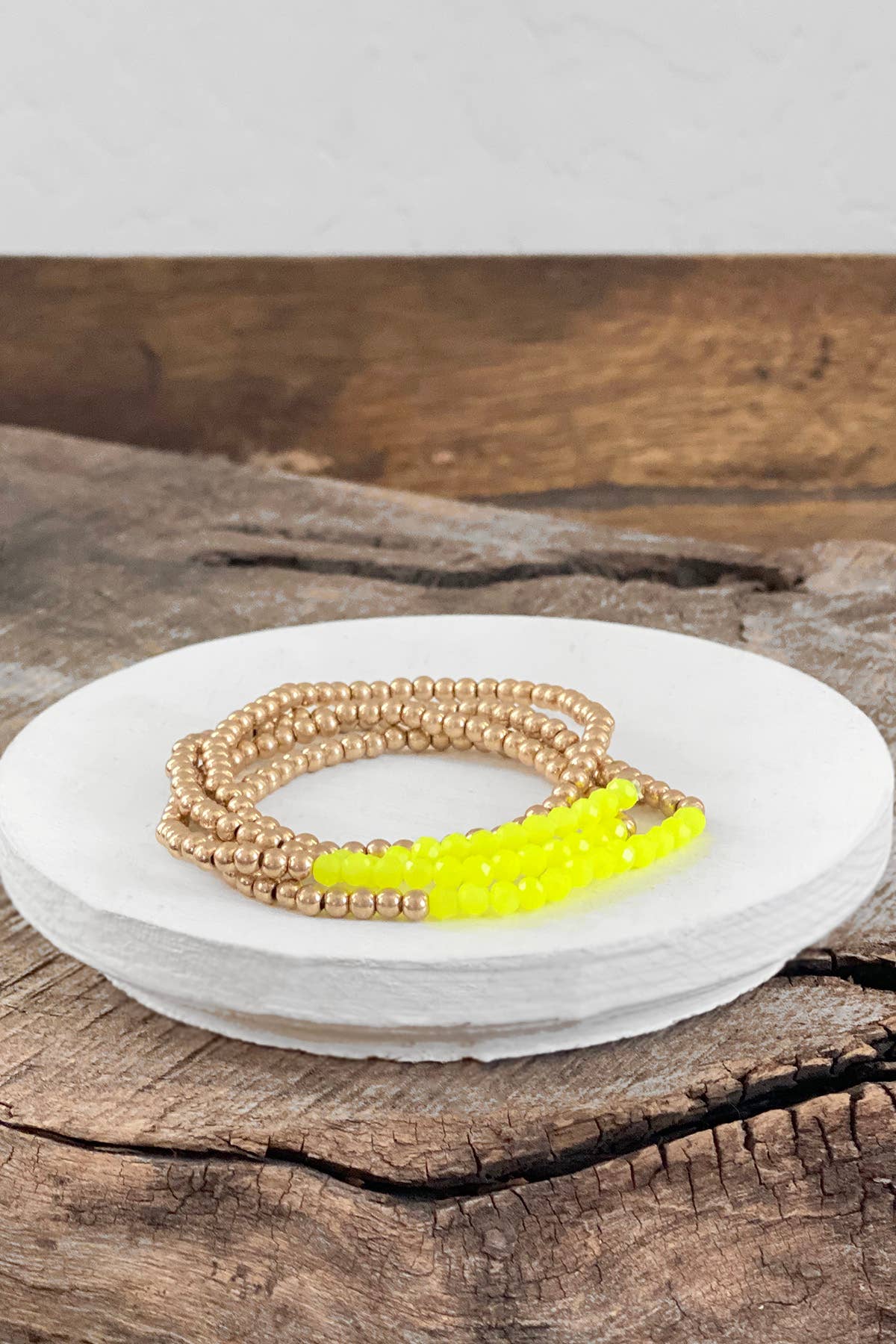 Bracelet Stack Small Worn Gold Glass Beads