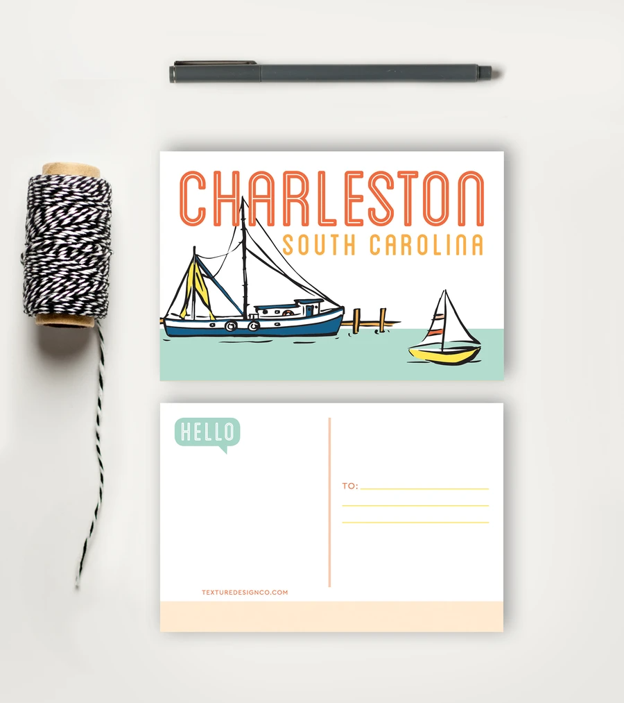 Charleston Boating Day Postcard