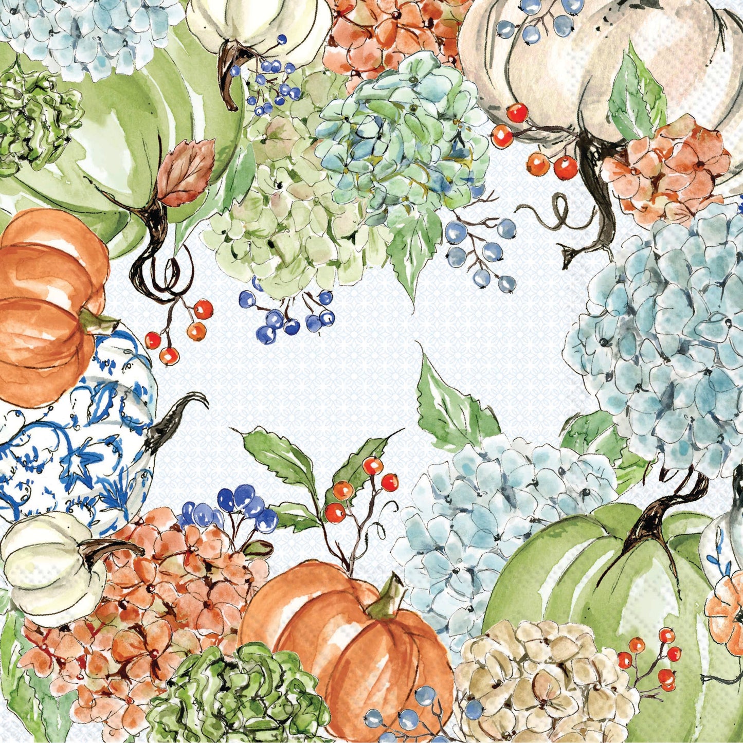 Fall Hydrangea Allover Cocktail Napkins 20 ct Rosanne Beck