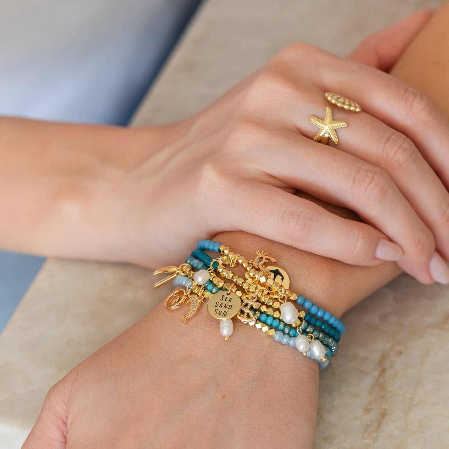 Sea, Sun And Sandals Stretch Charm Bracelet