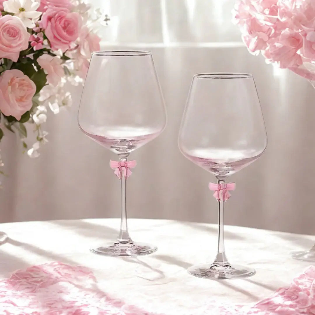 Runway Bow Balloon Wine Goblet Blush - Coquette
