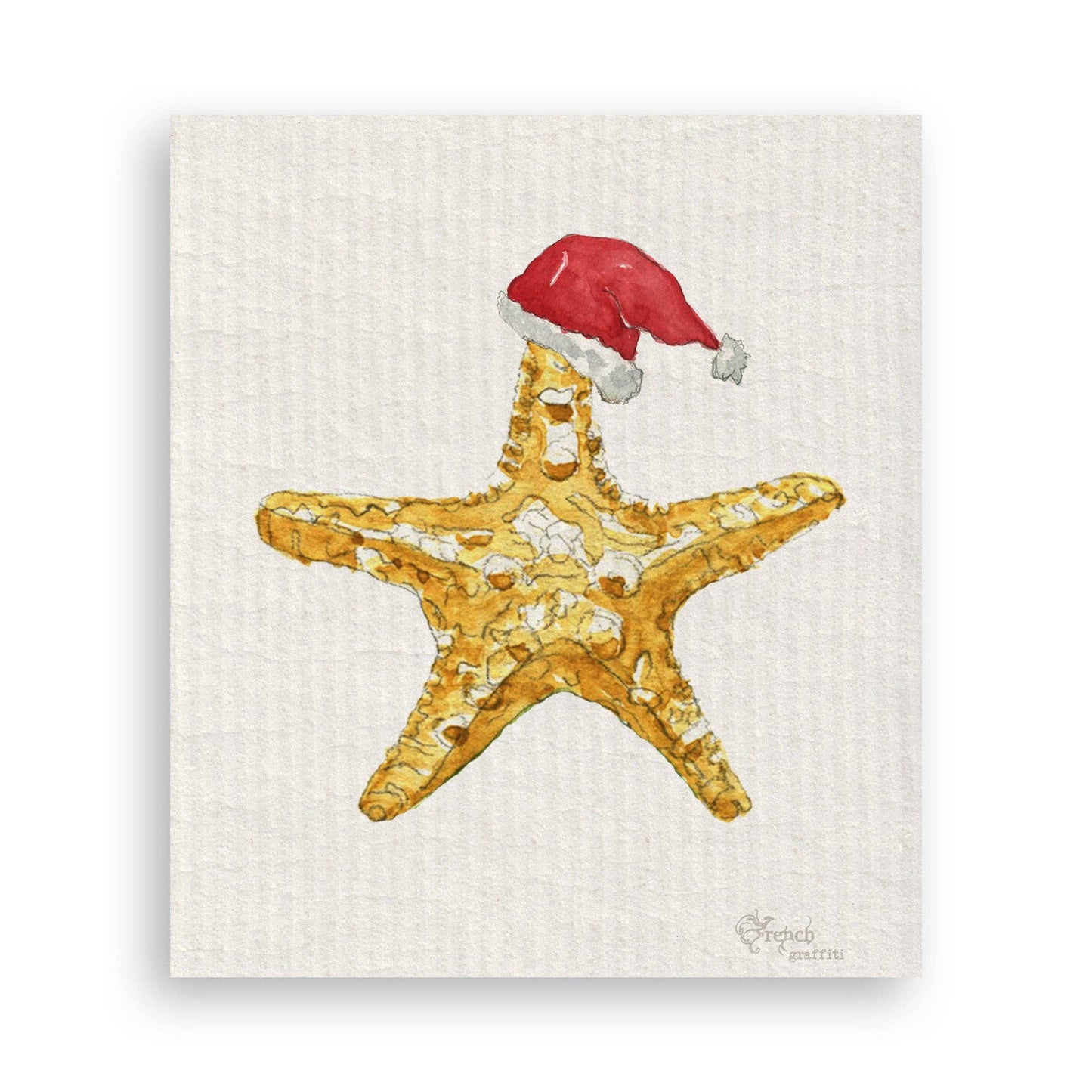 Christmas Golden Starfish Swedish Dishcloth