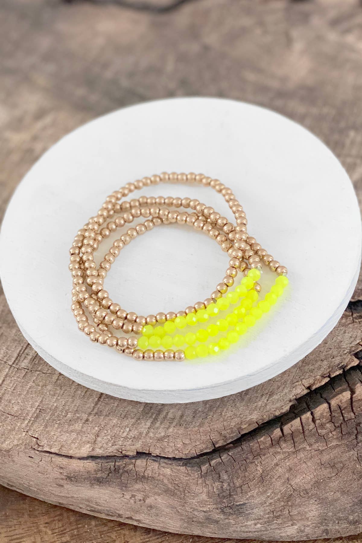 Bracelet Stack Small Worn Gold Glass Beads