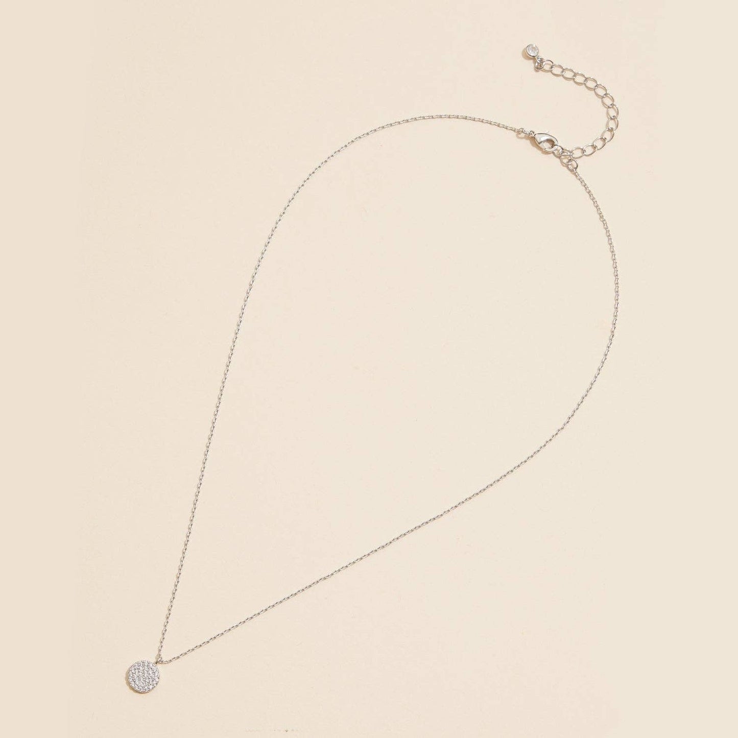 Pave Sparkling Disc Pendant Necklace