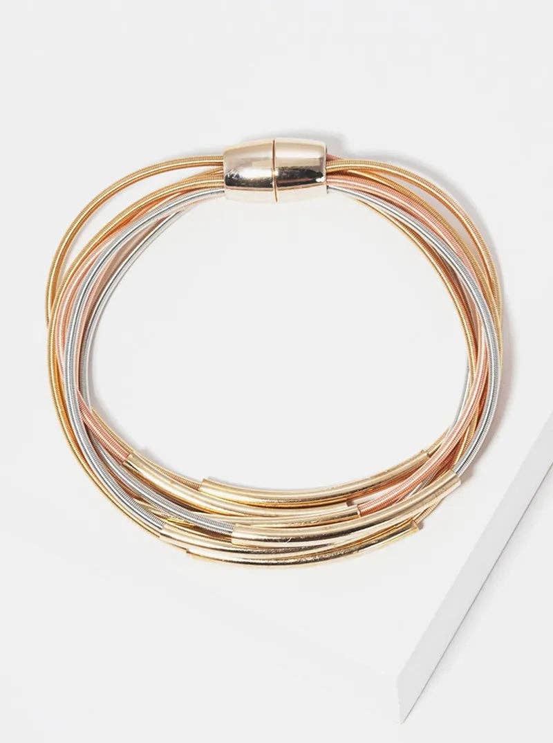 Spring Wire Multi-Strand Bracelet with Magnetic Clasp
