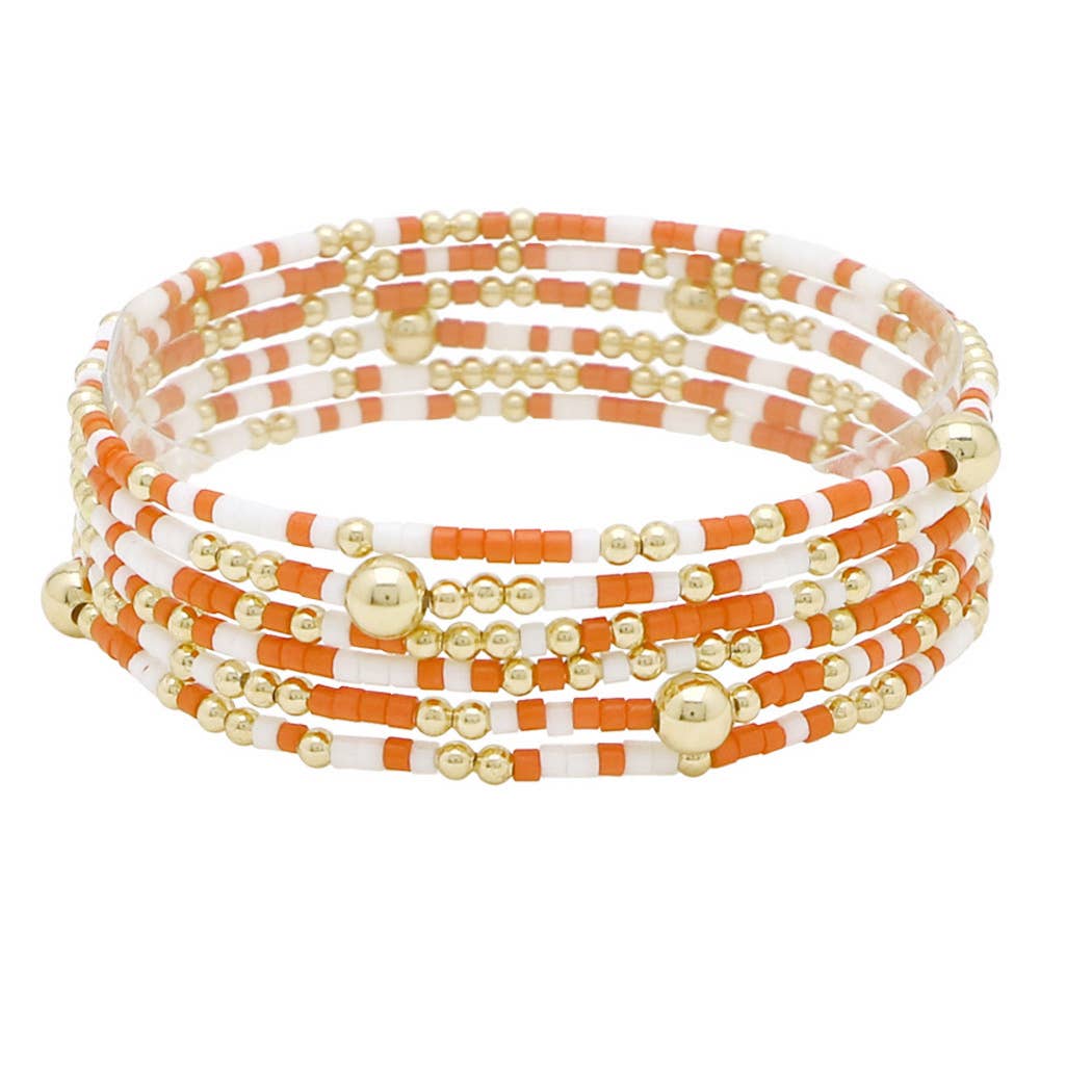 Dainty Multi Layered Beaded Stretch Bracelet Game day