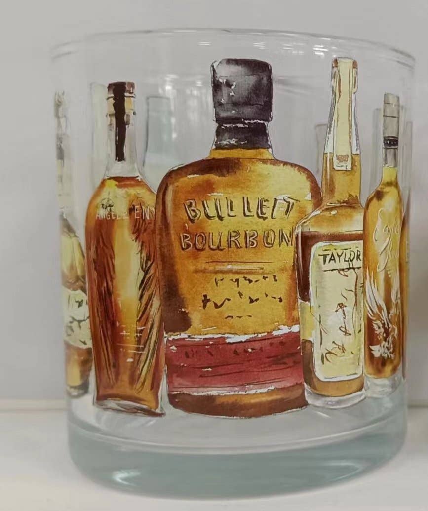 Bourbon Bottles Wrapped Rocks Glass
