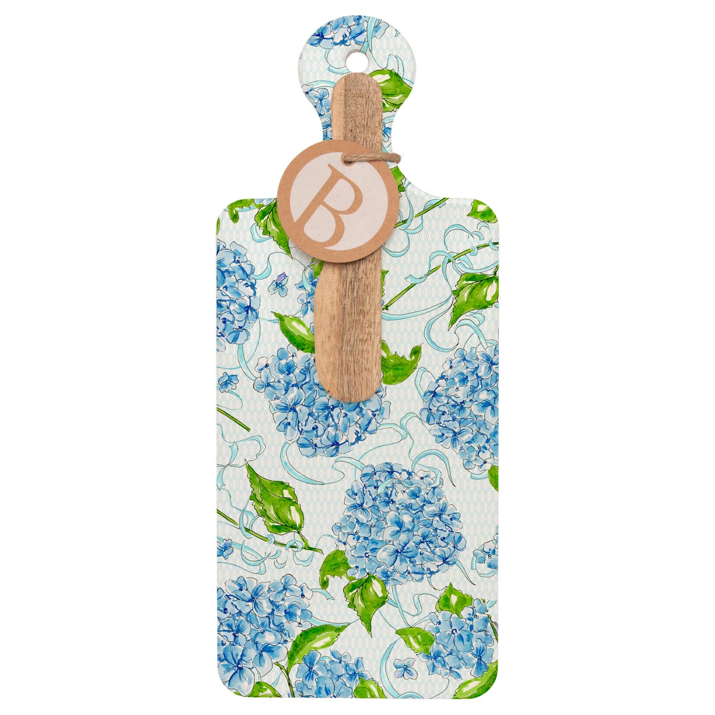 Hydrangea Allover CUTErie Cheese Board & Wood Spreader Set