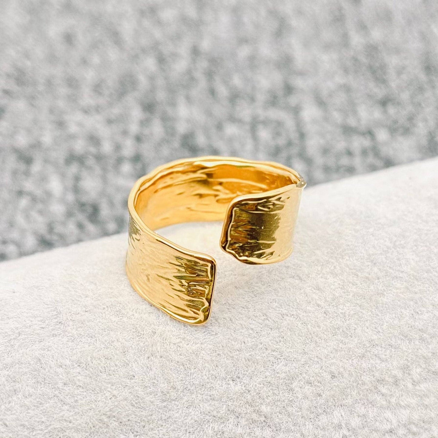 Pleated Design 18K Gold Plated Stainless Steel Ring