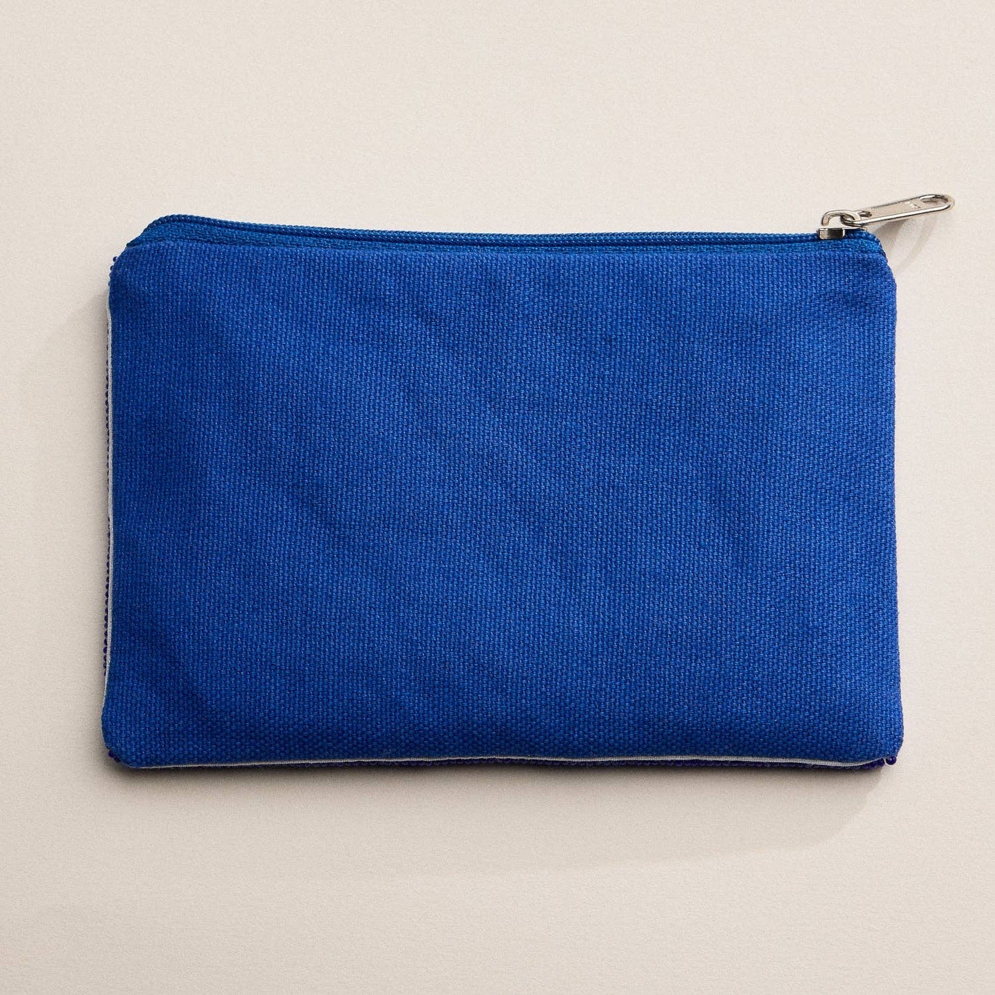 Blue Beaded Mosaic Zipper Pouch