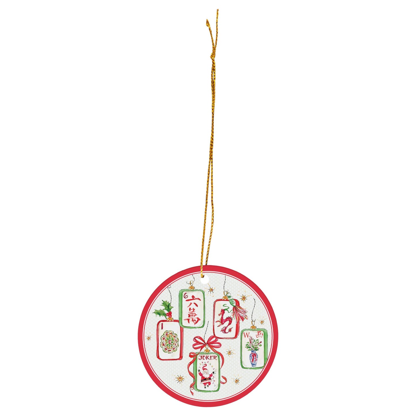 Merry Mahjong Red Ceramic Ornament Rosanne Beck
