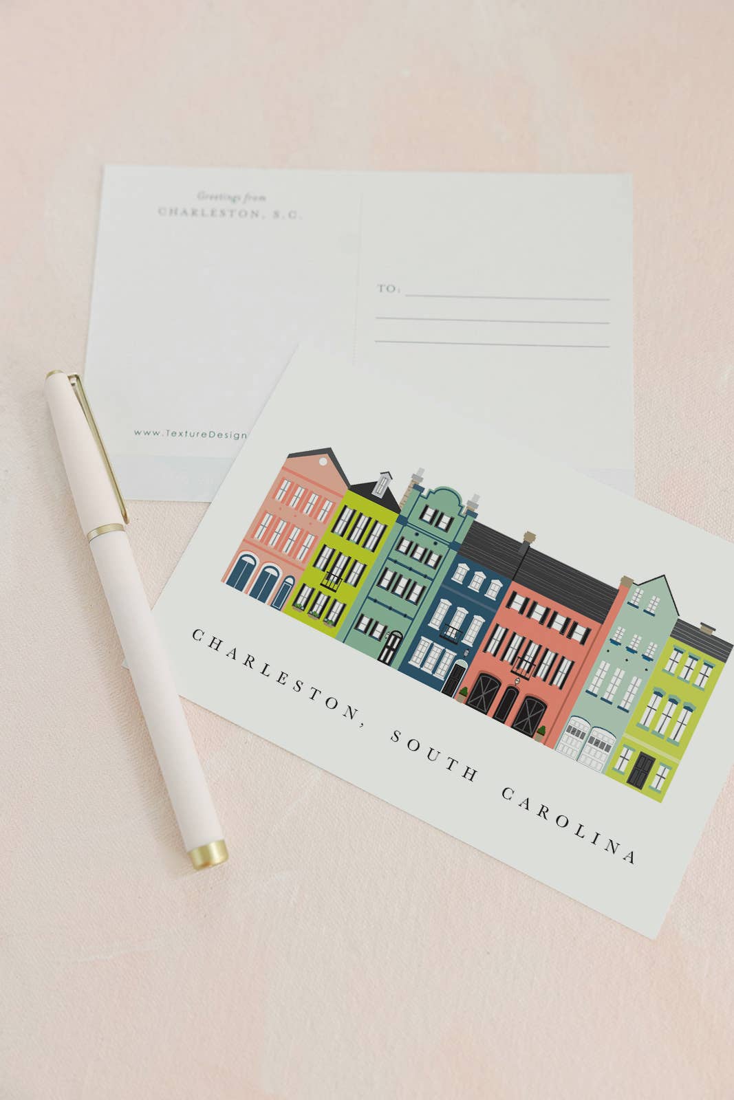Rainbow Row Postcard