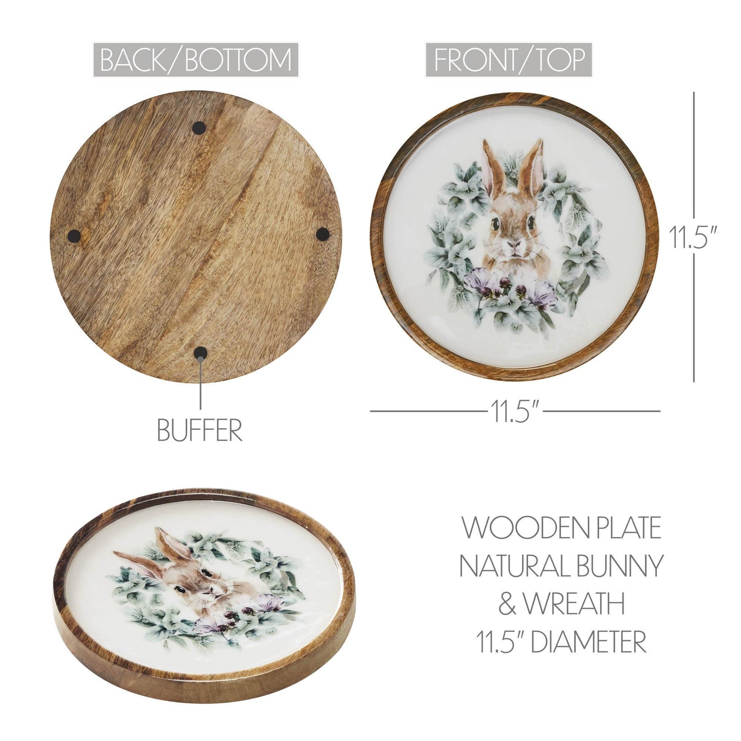 Bunny Hop Wooden Plate Natural