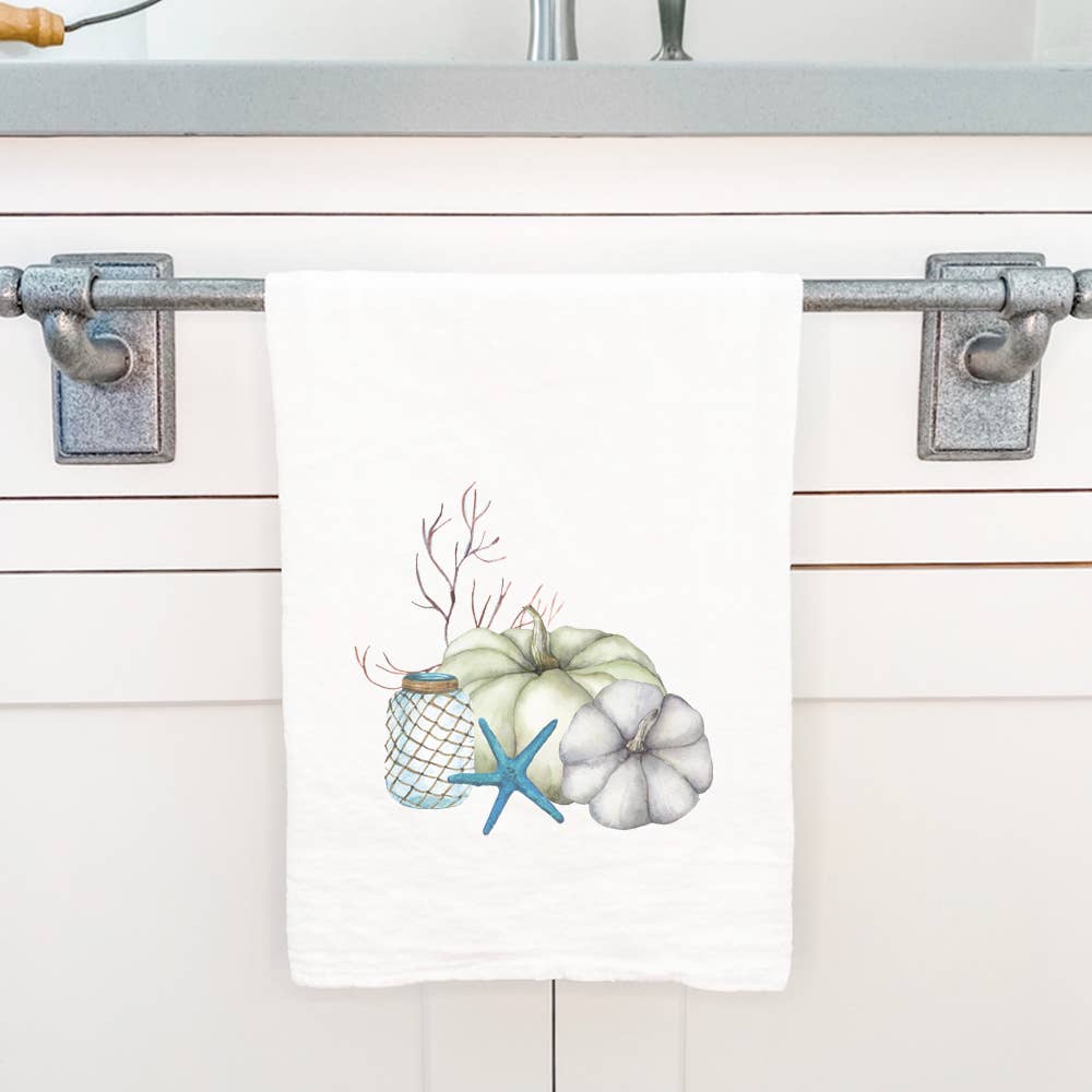 Coastal Pumpkins Cotton Tea Towel