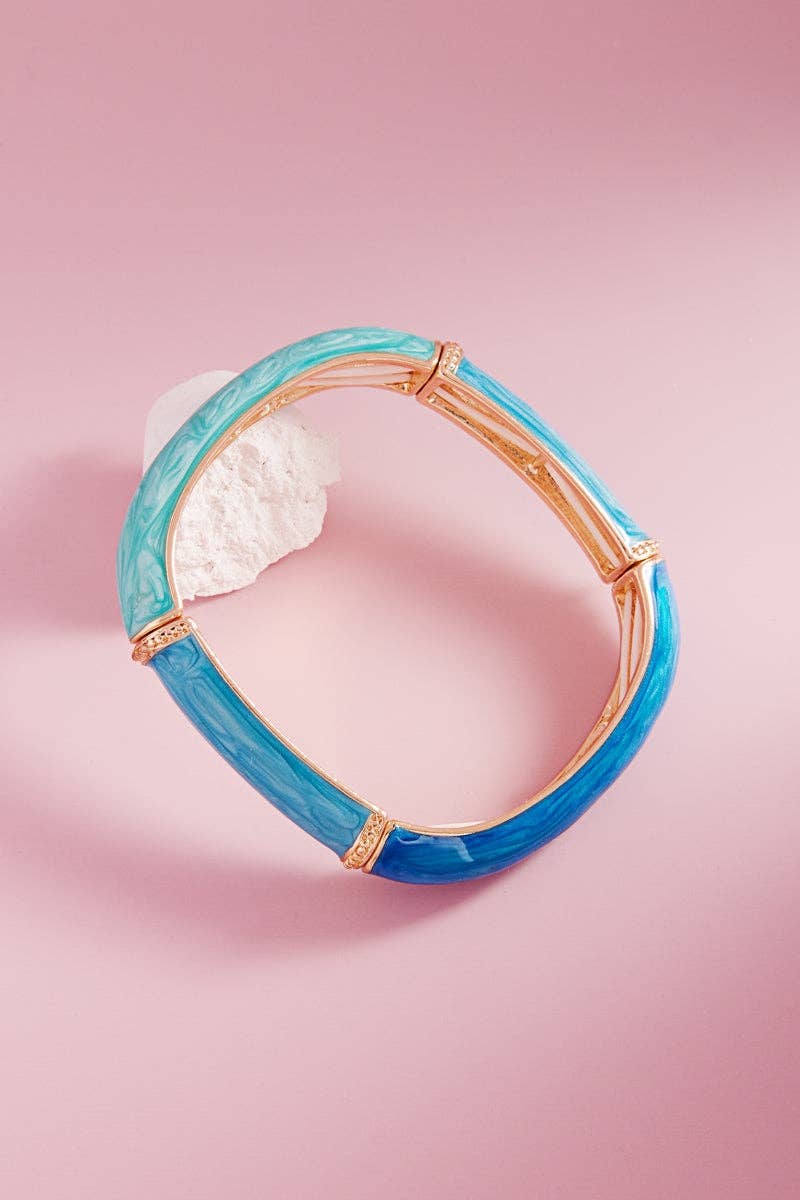 Square Color Ename Bangle Style Stretch Bracelet
