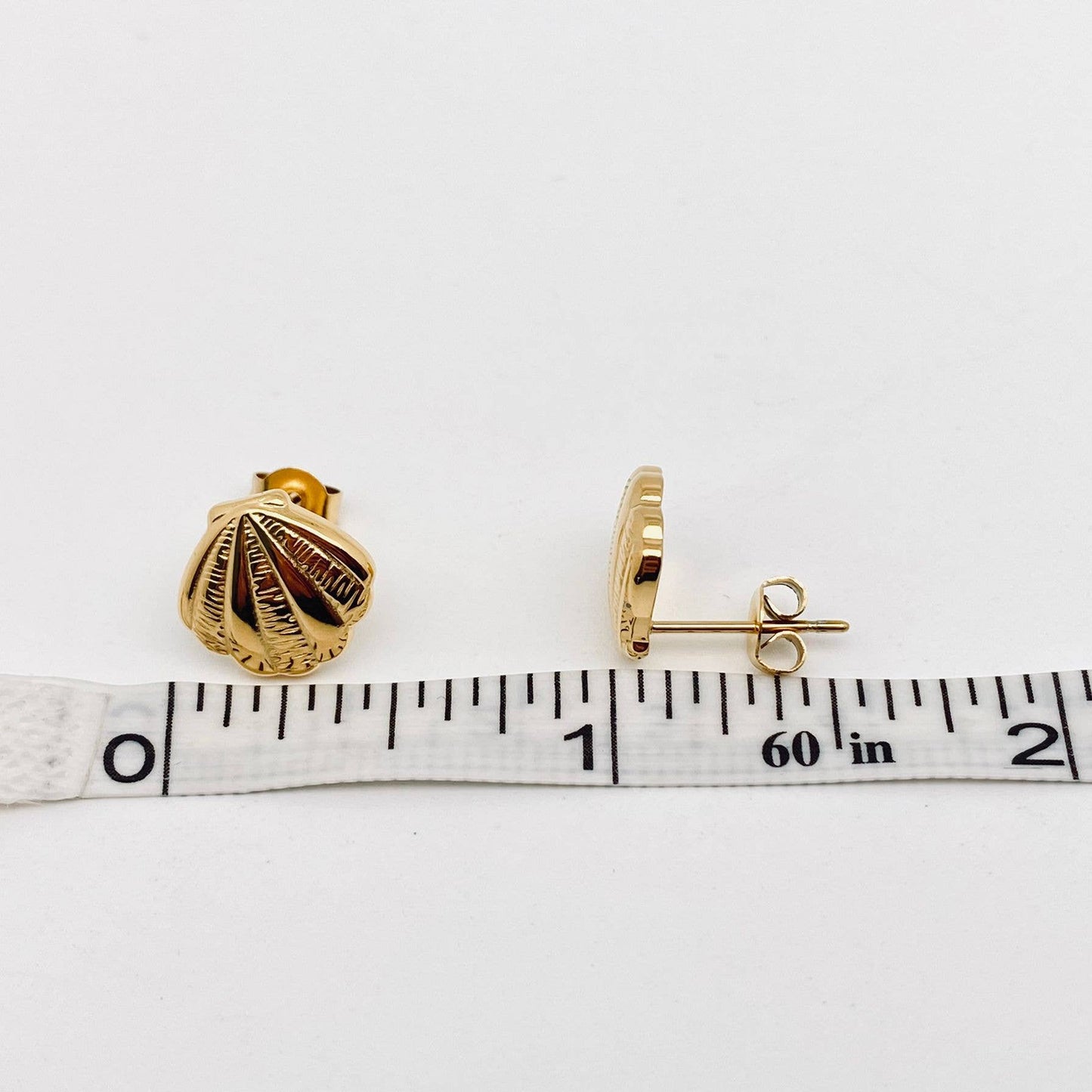 18K Gold Plated Stainless Steel Shell Shape Ear Studs
