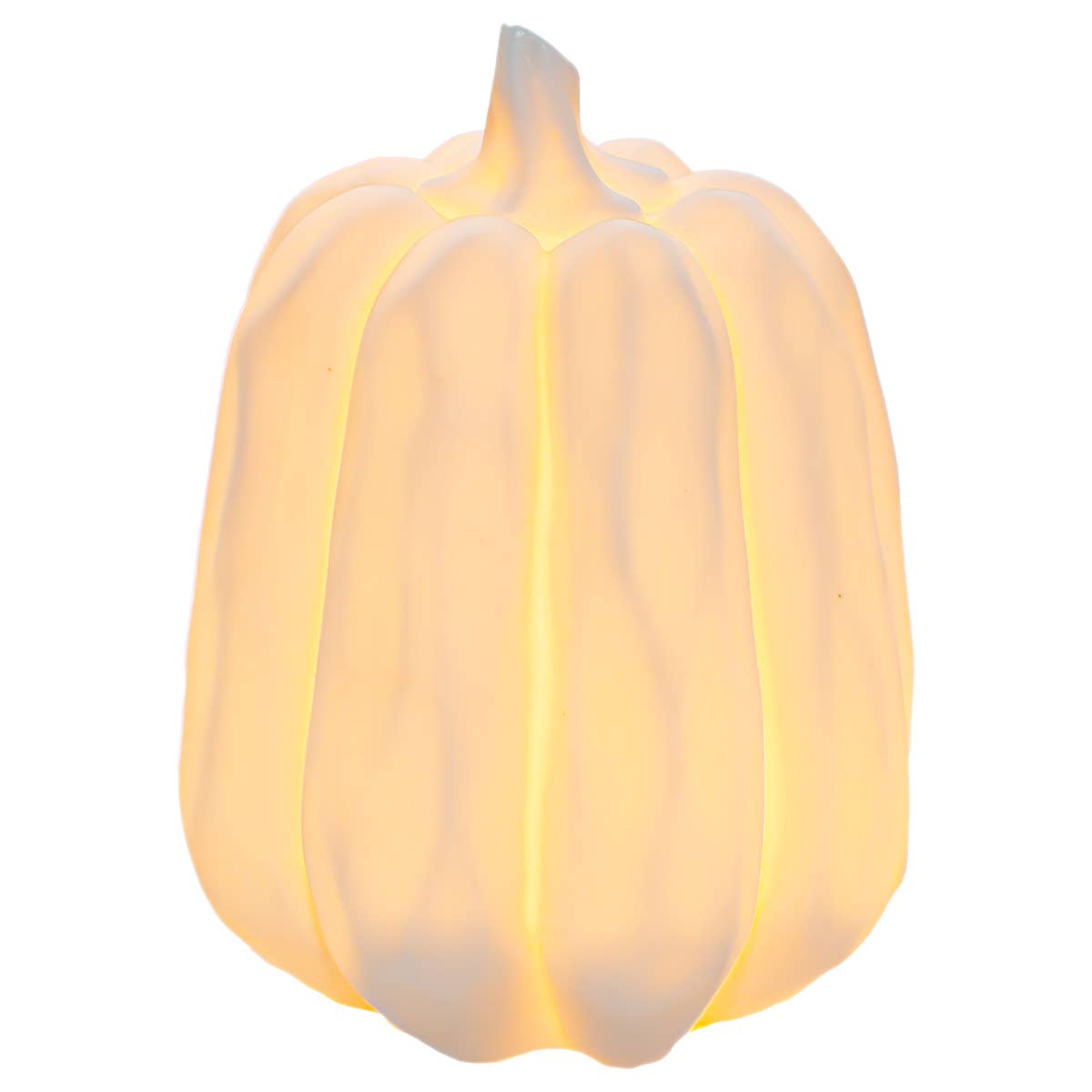 4.25 Round White LED Stoneware Pumpkin