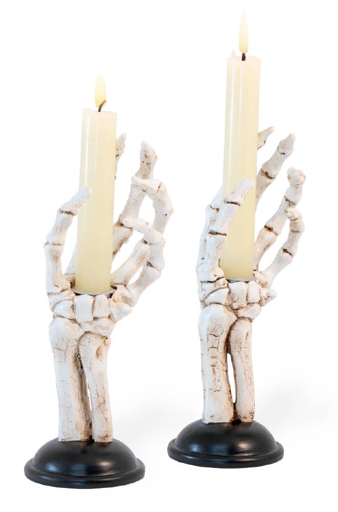 8" Tall Skeleton Hand Tapers Halloween Décor