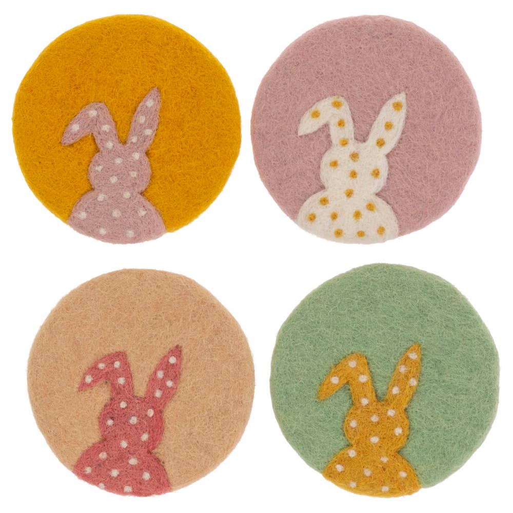Felted Bunny Coasters Set of 4
