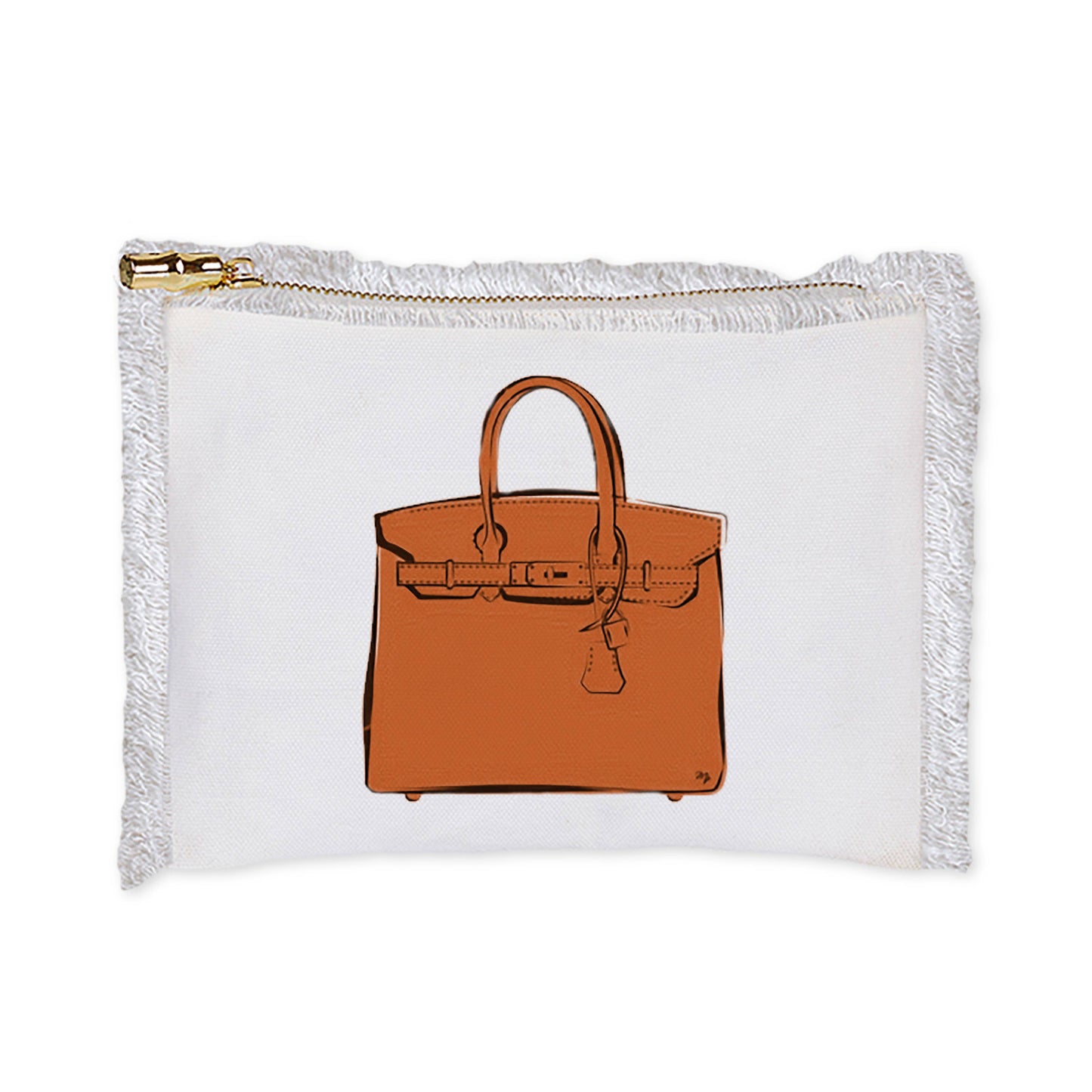 Fringe Flat Zip - Orange Bag
