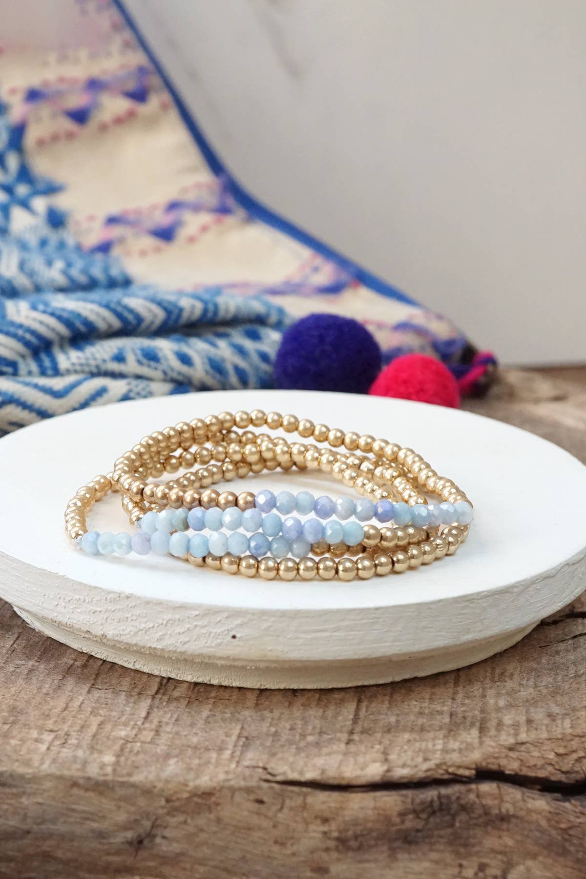 Bracelet Stack Small Worn Gold Glass Beads