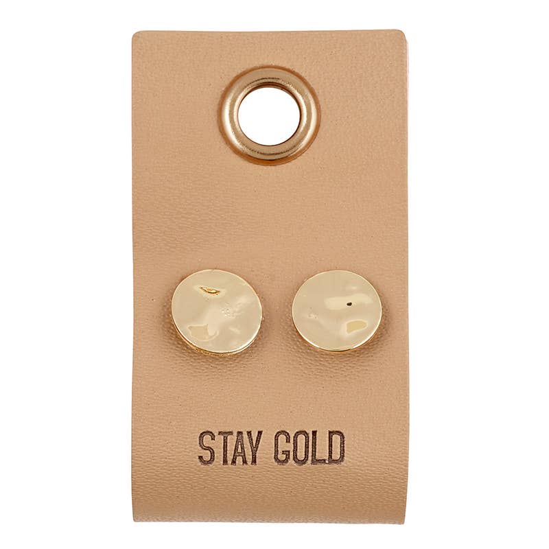 Leather Tag Earrings - Circle