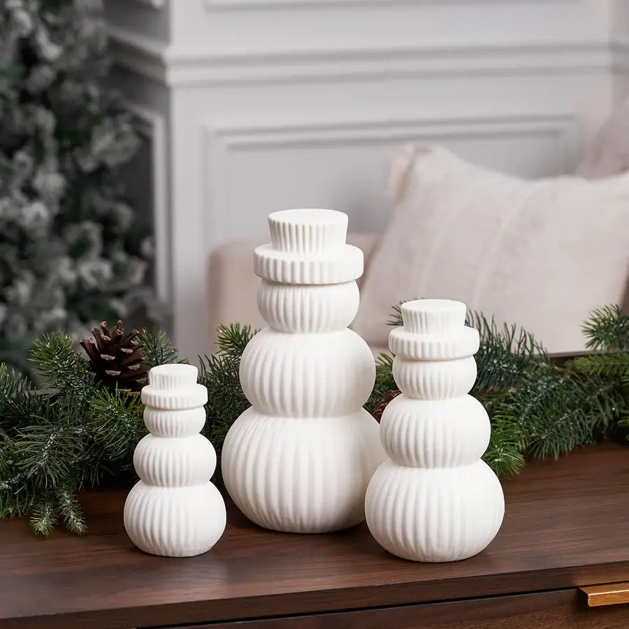 Christmas White Snowman LED Decorative Figurine