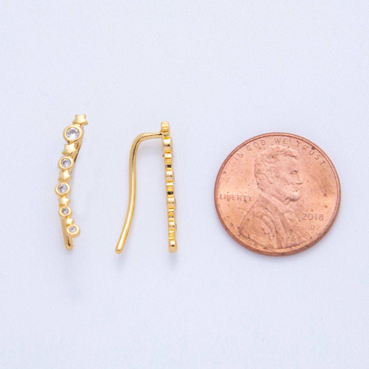 18K Gold Filled Micro Paved CZ Fallen Star Ear Climber Earrings