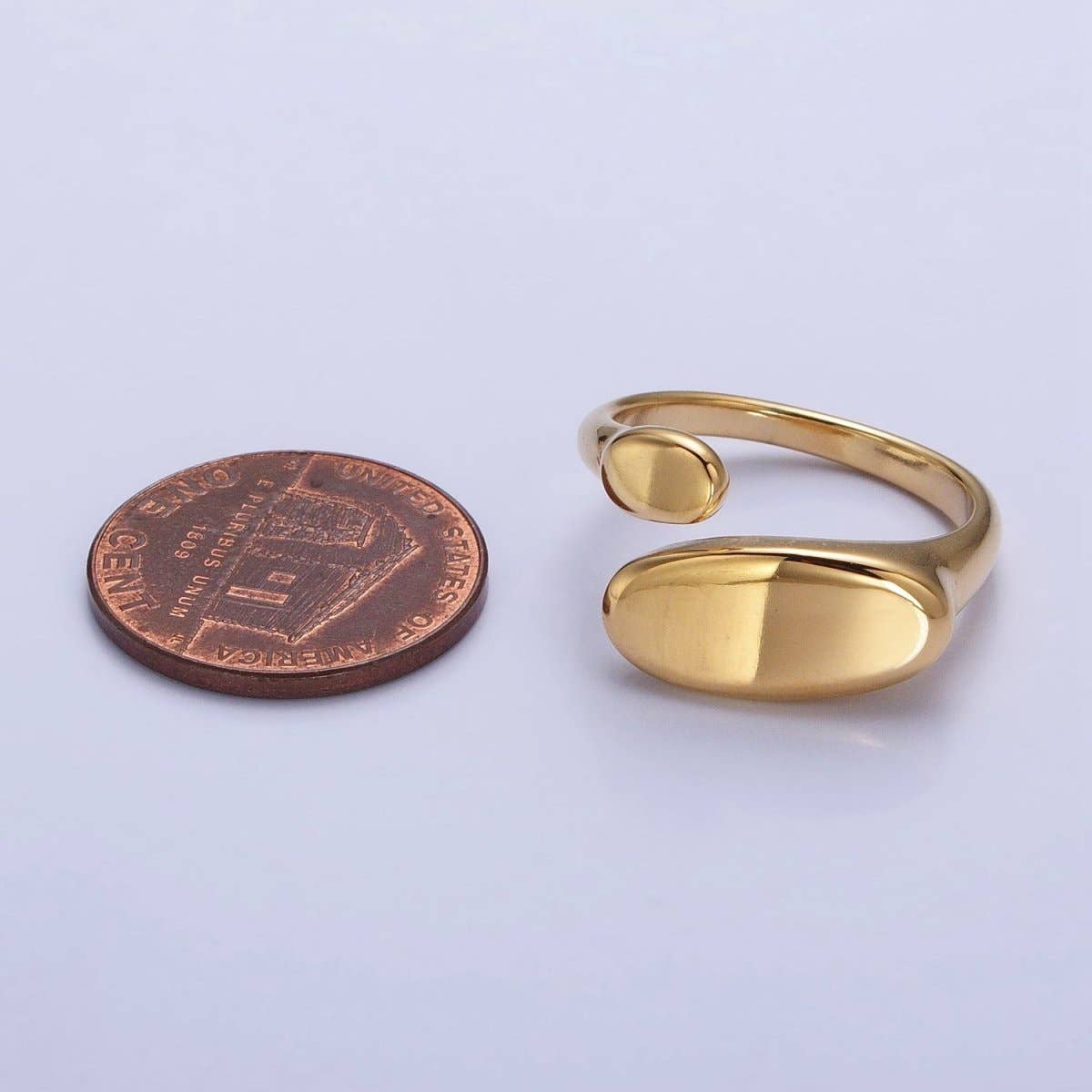 Stainless Steel Flat Oval Double Chubby Claw Open Band Ring in Gold & Silver