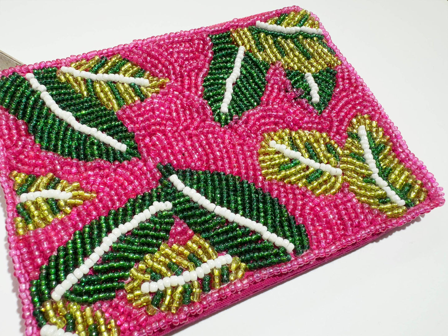 Green Leaves Mini Beaded Coin Purse