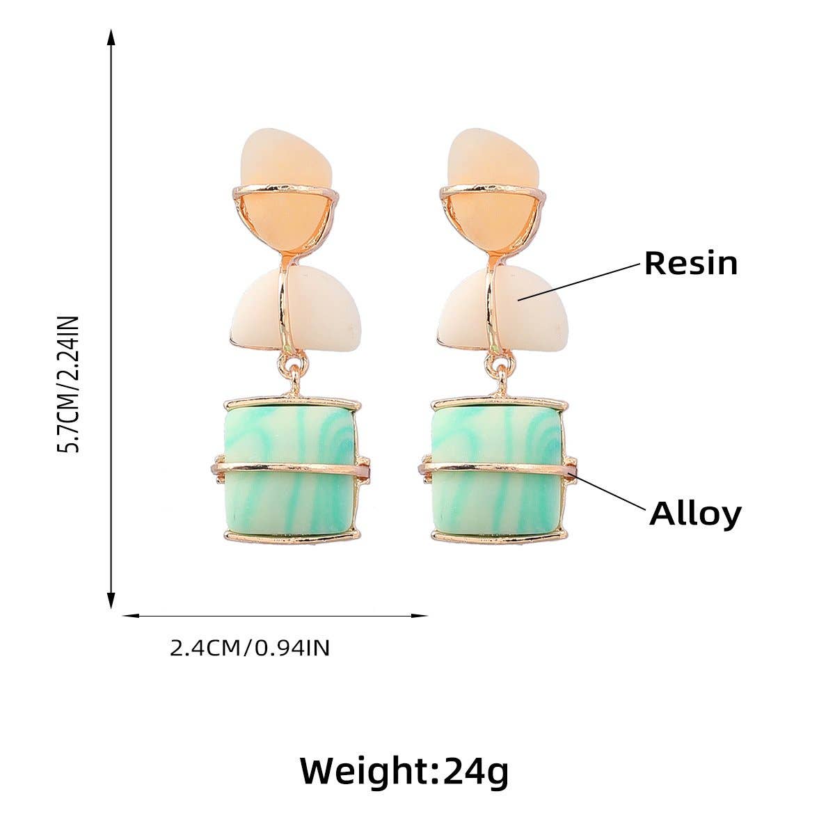 Bohemian Alloy Woven Frosted Resin Earrings