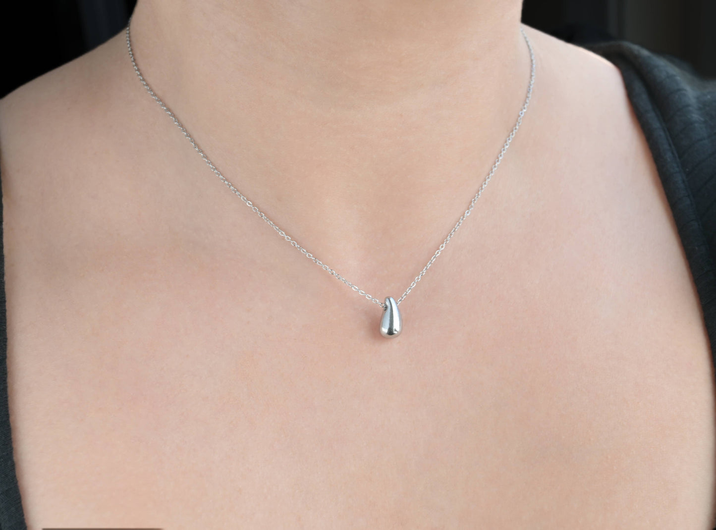 Tear Drop Pendant Necklace - Dainty Droplet Necklace