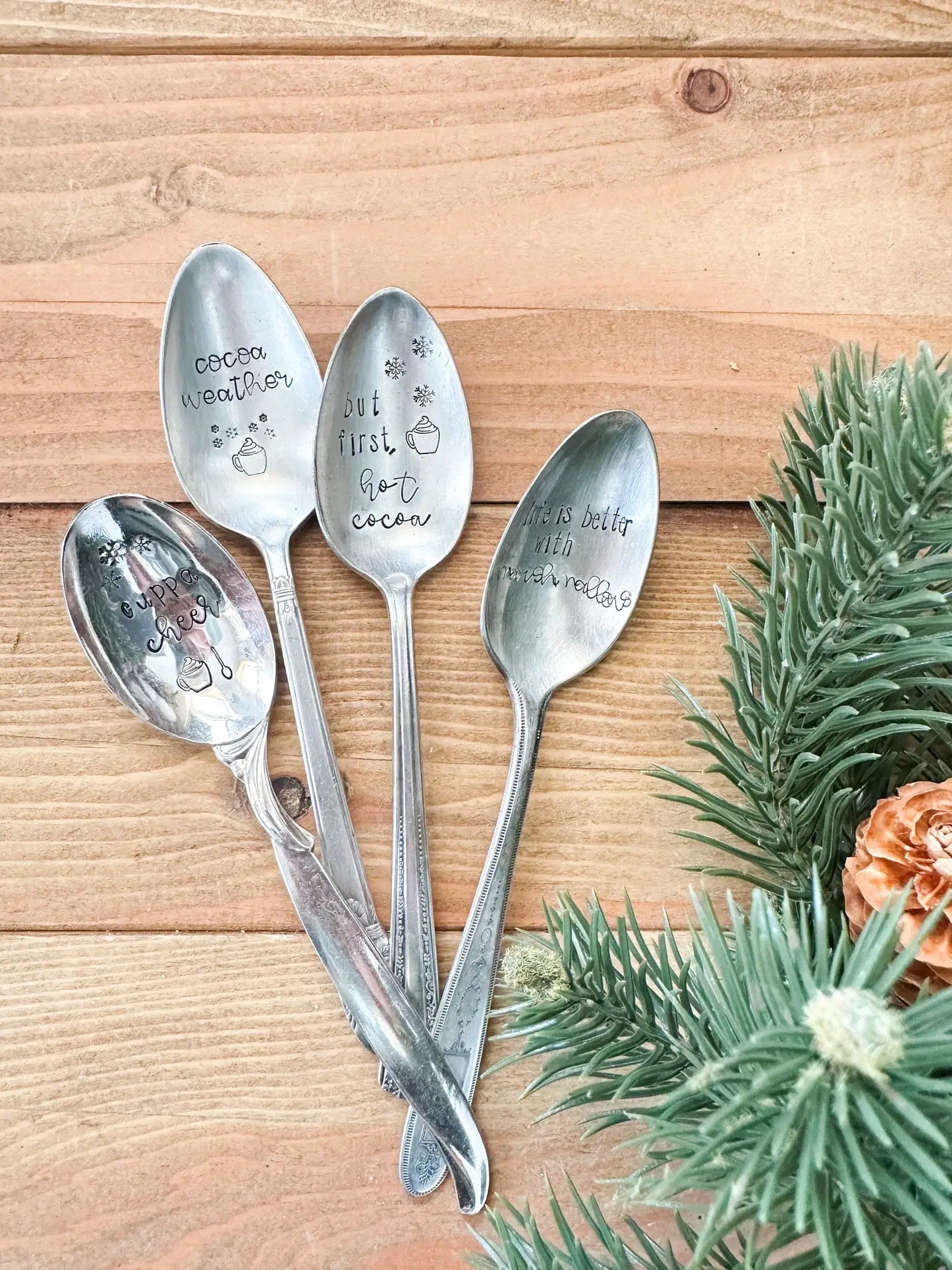 Hot Cocoa Vintage Stamped Spoons