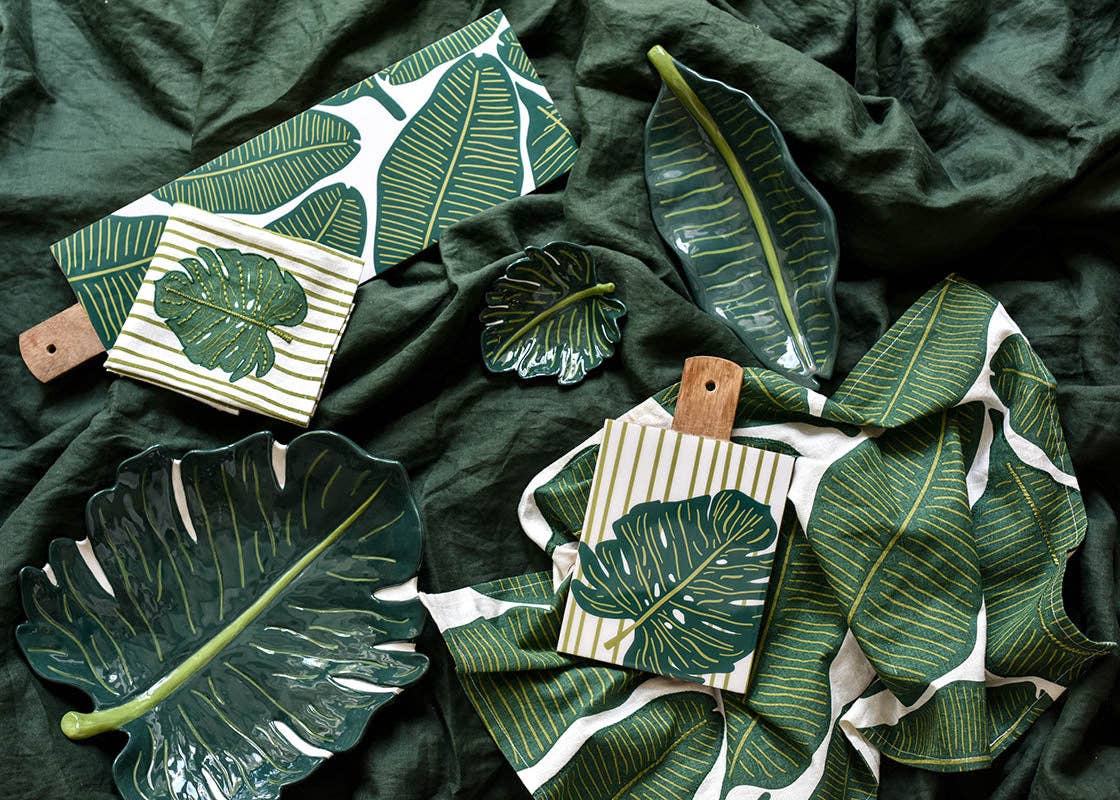 Palm Print Wood Large Rectangle Board