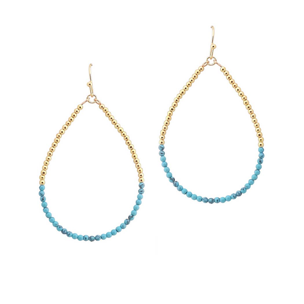 Dainty Agate Stone Beaded Teardrop Dangle Earring
