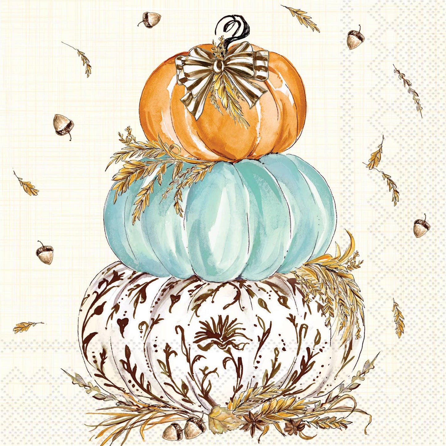 Whimsical Wheat Pumpkins Cocktail Napkins 20 ct