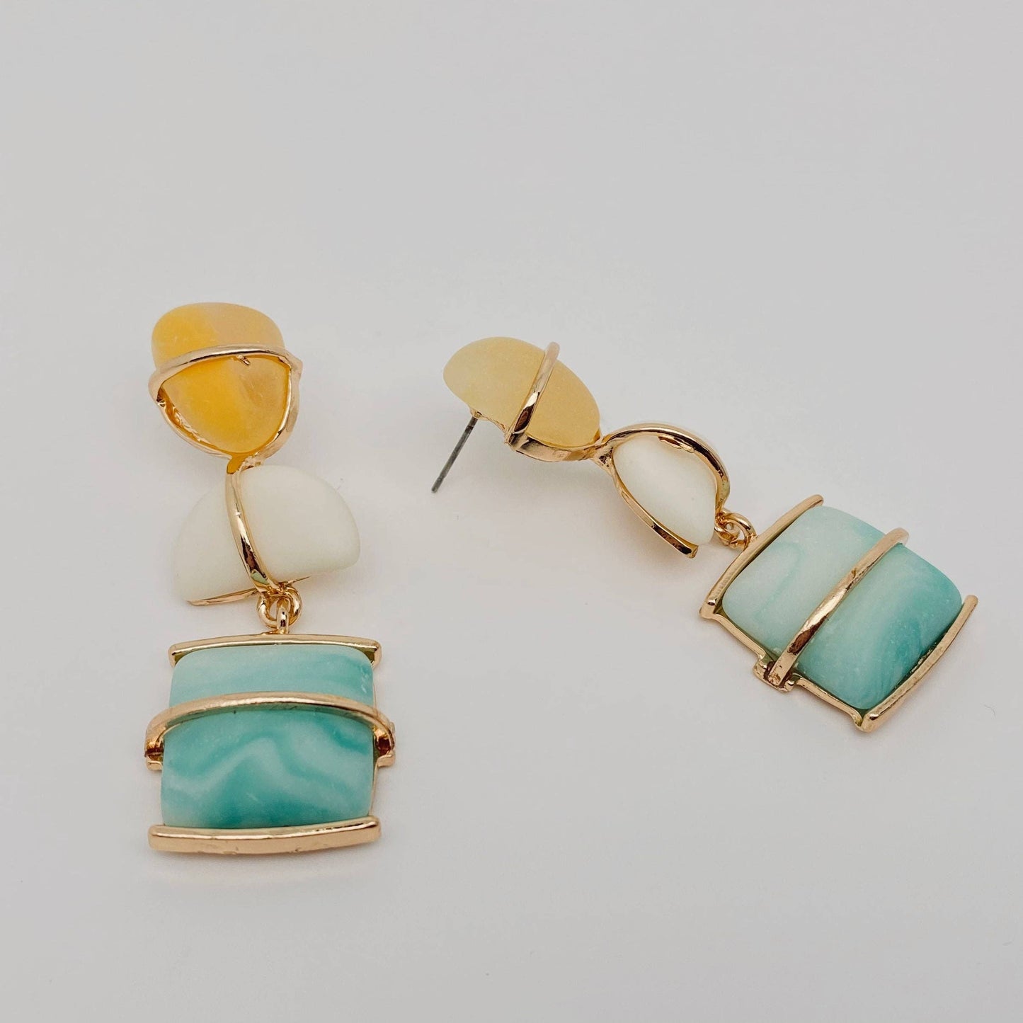 Bohemian Alloy Woven Frosted Resin Earrings