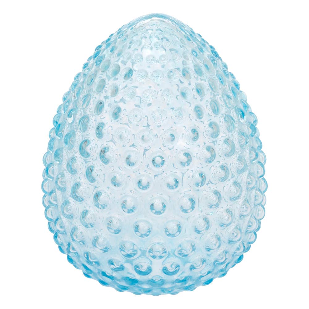 5.75" Blue Hobnail Glass Egg