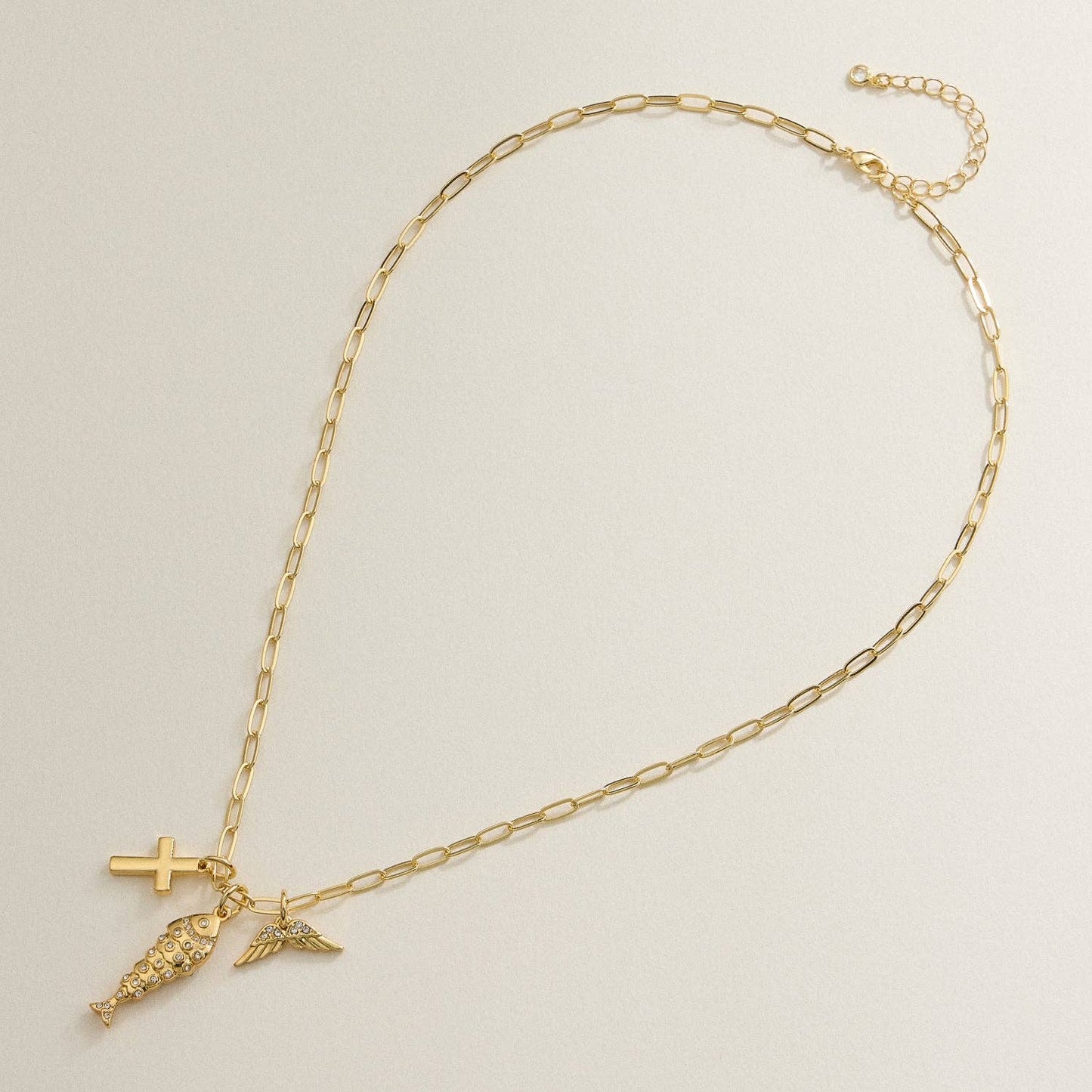 Faith Charm Trio Necklace - 18K Gold Dipped