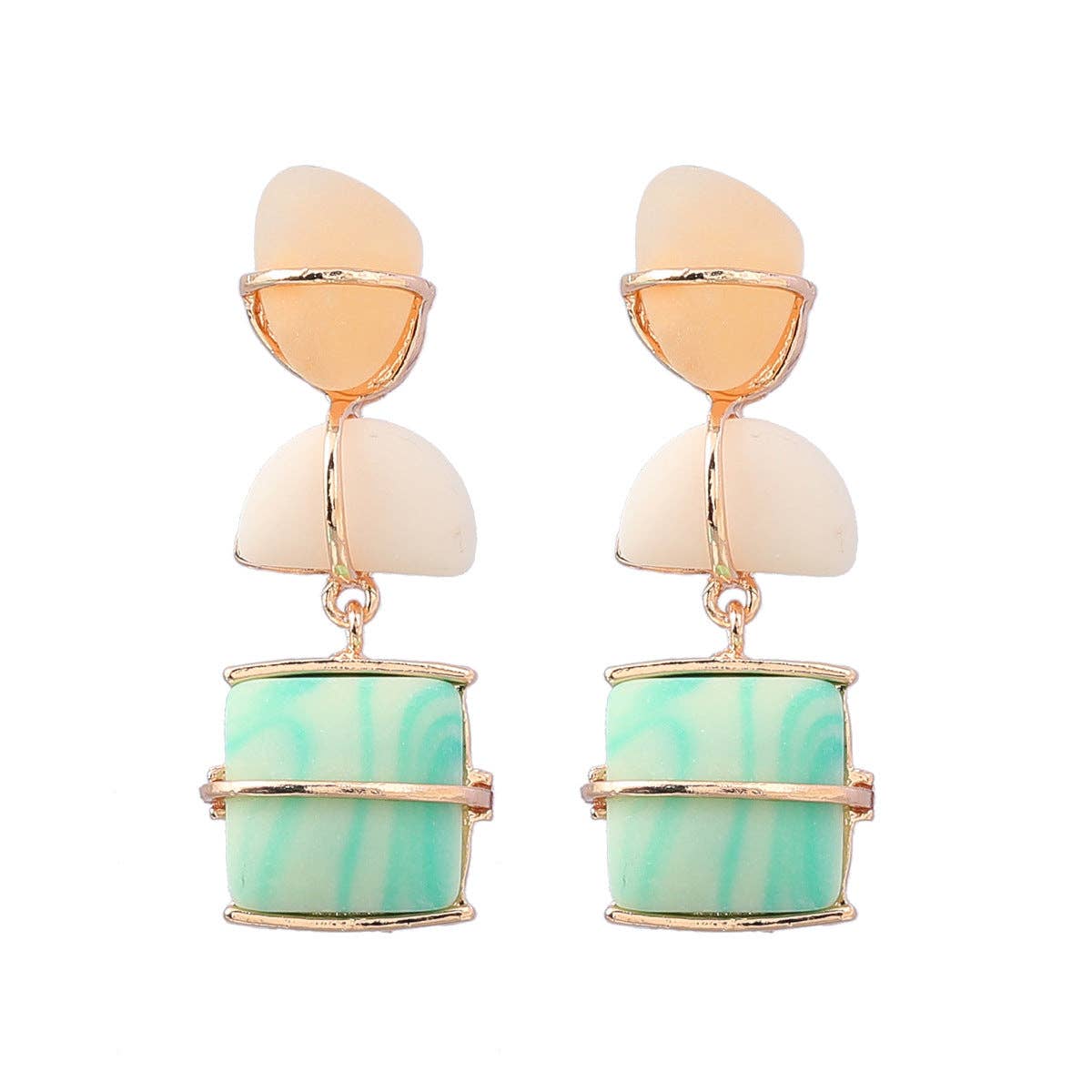 Bohemian Alloy Woven Frosted Resin Earrings