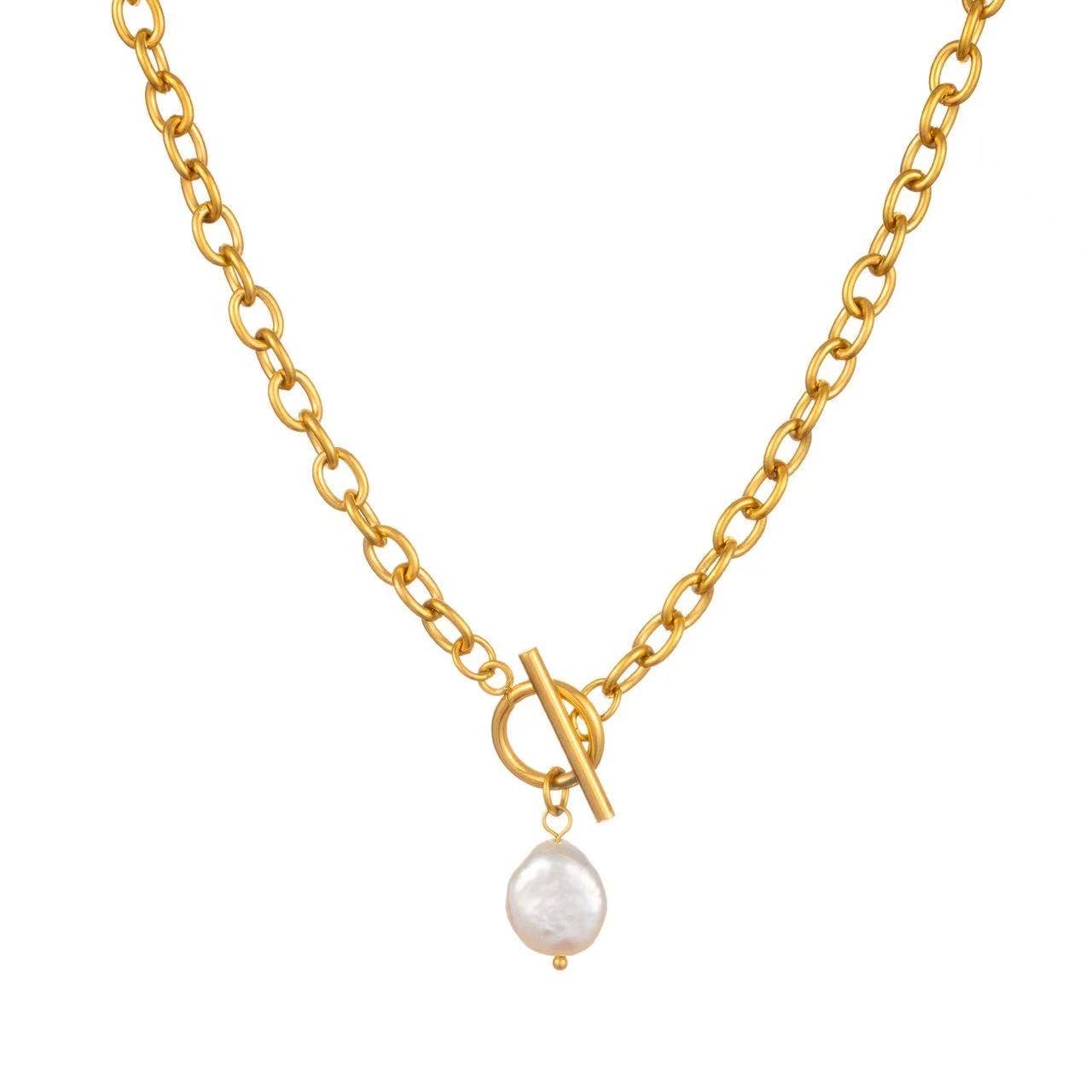 Fresh WaterPearl Toggle Link Necklace Waterproof