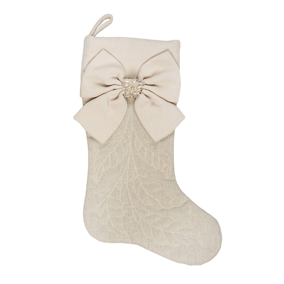 Christmas White Bow Stocking