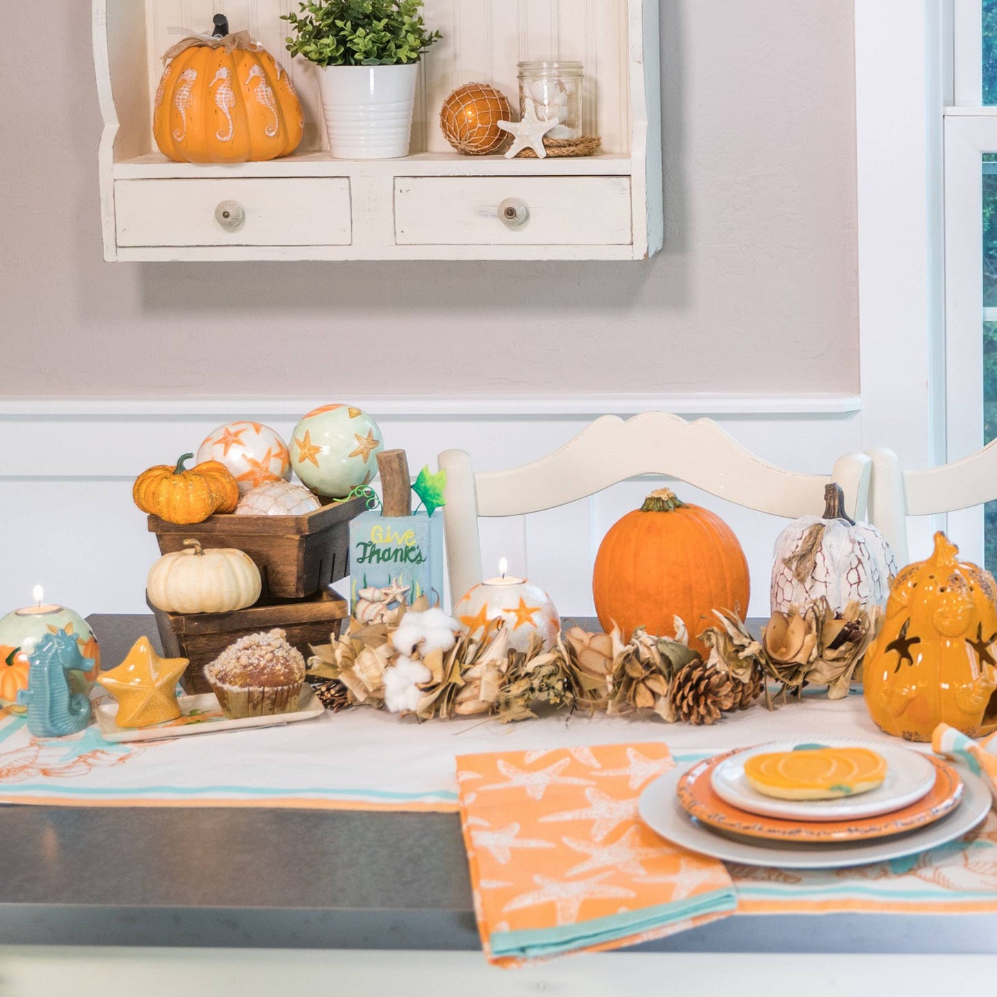 Fall/Harvest Give Thanks Starfish Kitchen Towel
