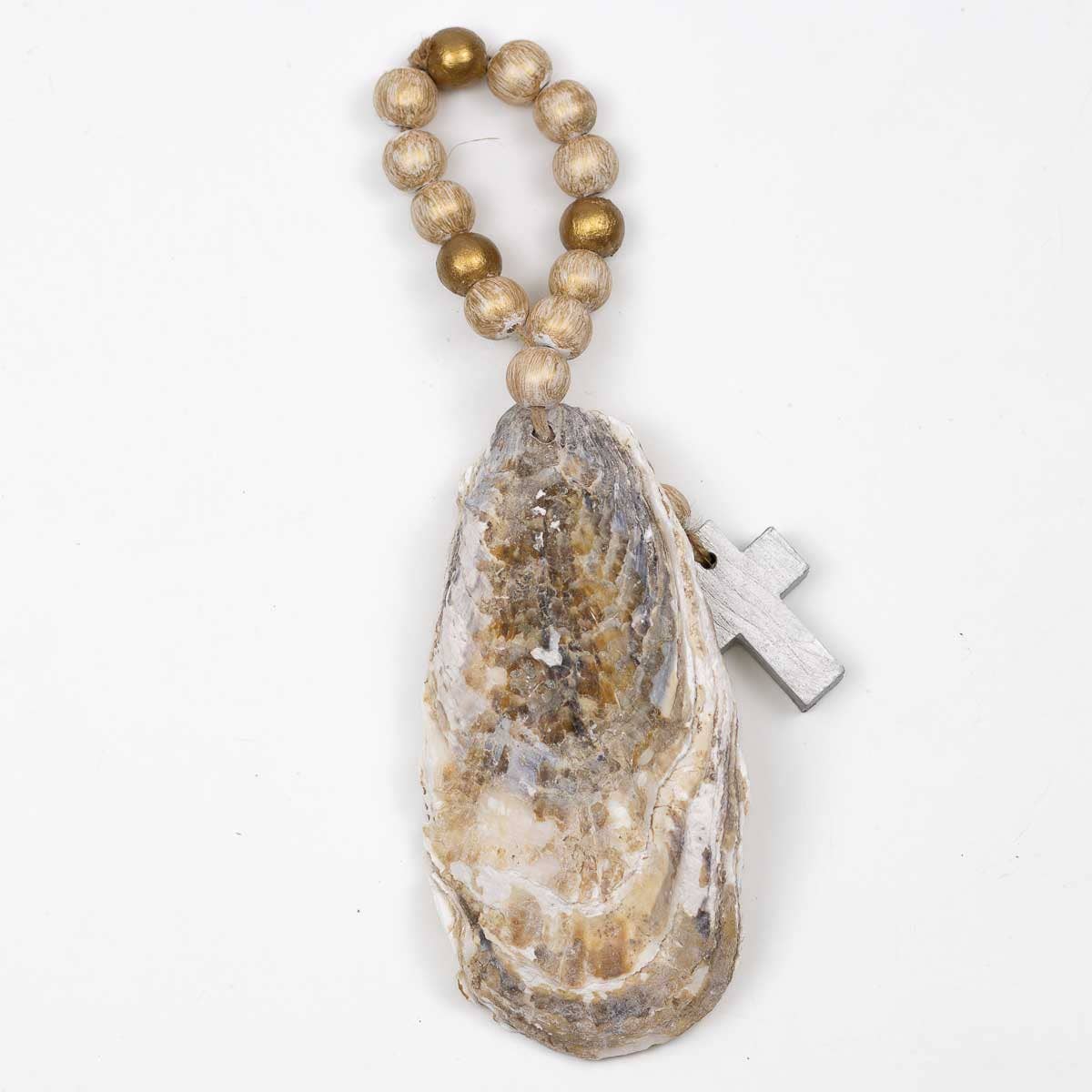 St. Michael Oyster Ornament White 7.5x2.4x.6