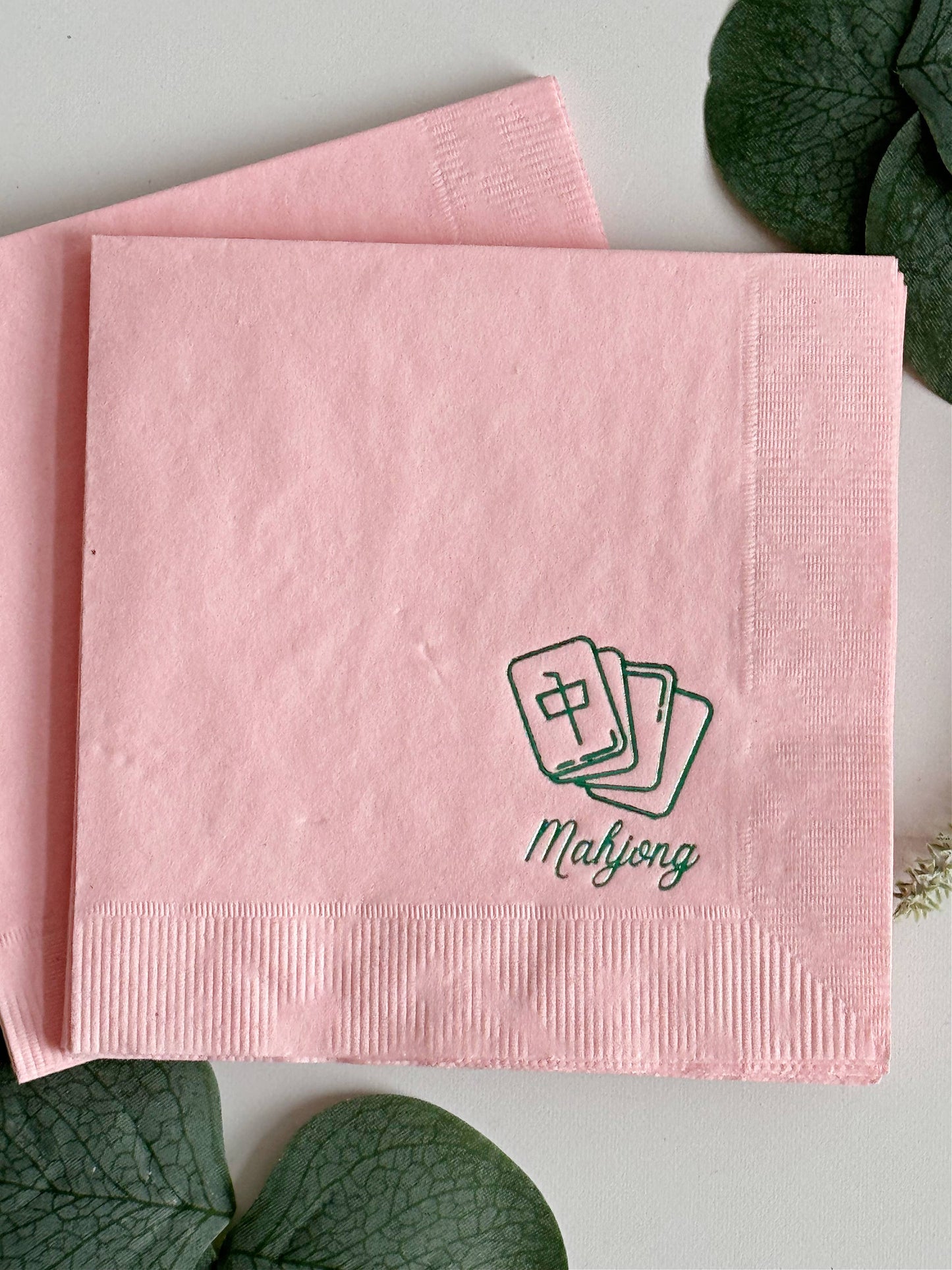 Blush Pink Mahjong Tile Cocktail Napkins | Set of 16