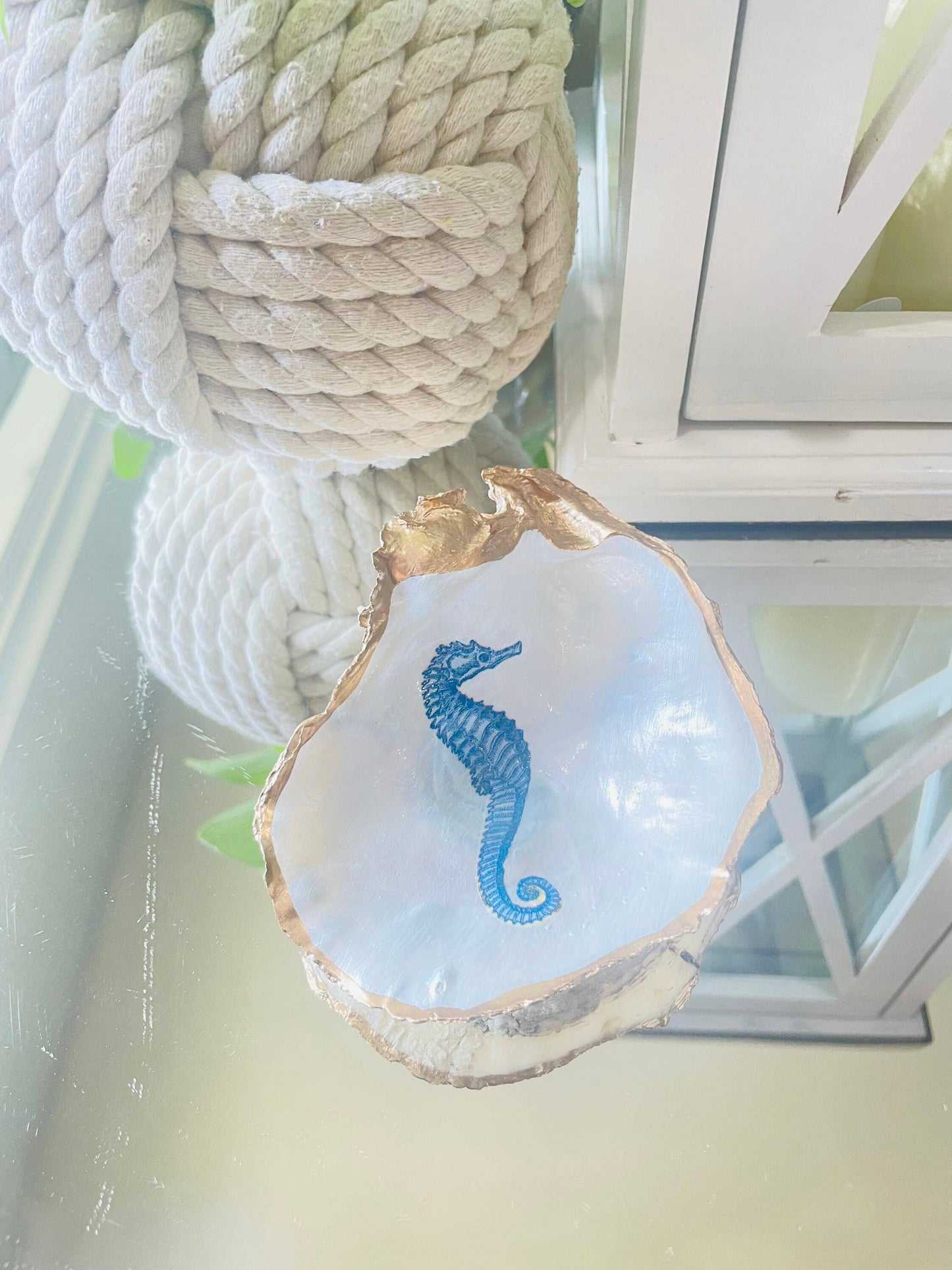 Oyster Shell Seahorse Trinket Dish