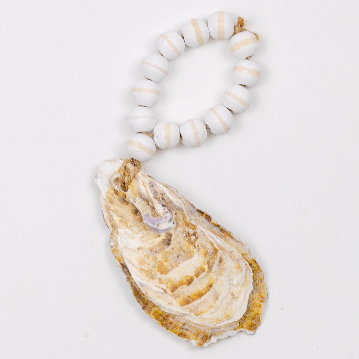 Oyster Bead Ornament White/Silver 6.3x2x.4