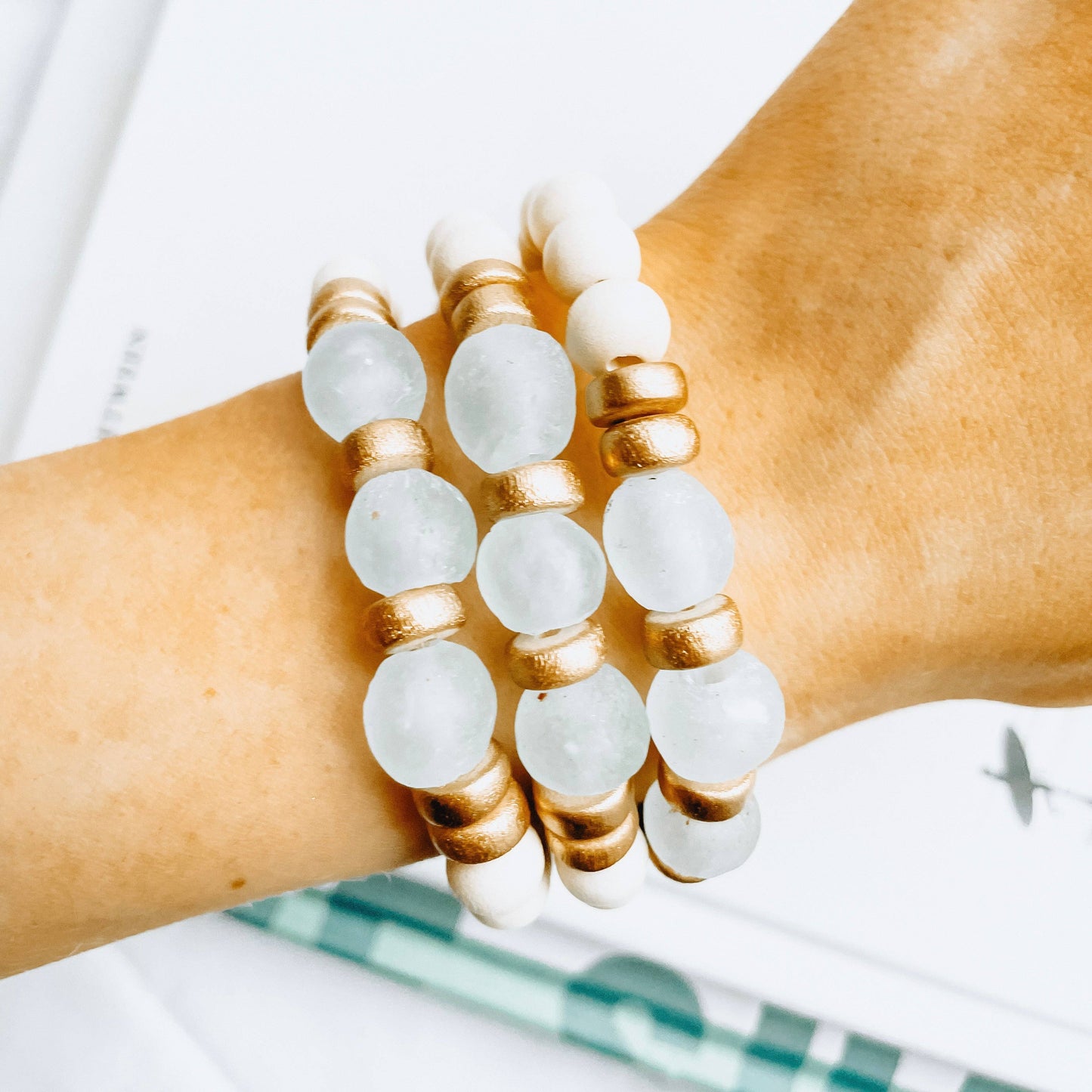 Blue Recycled Sea Glass Bracelet
