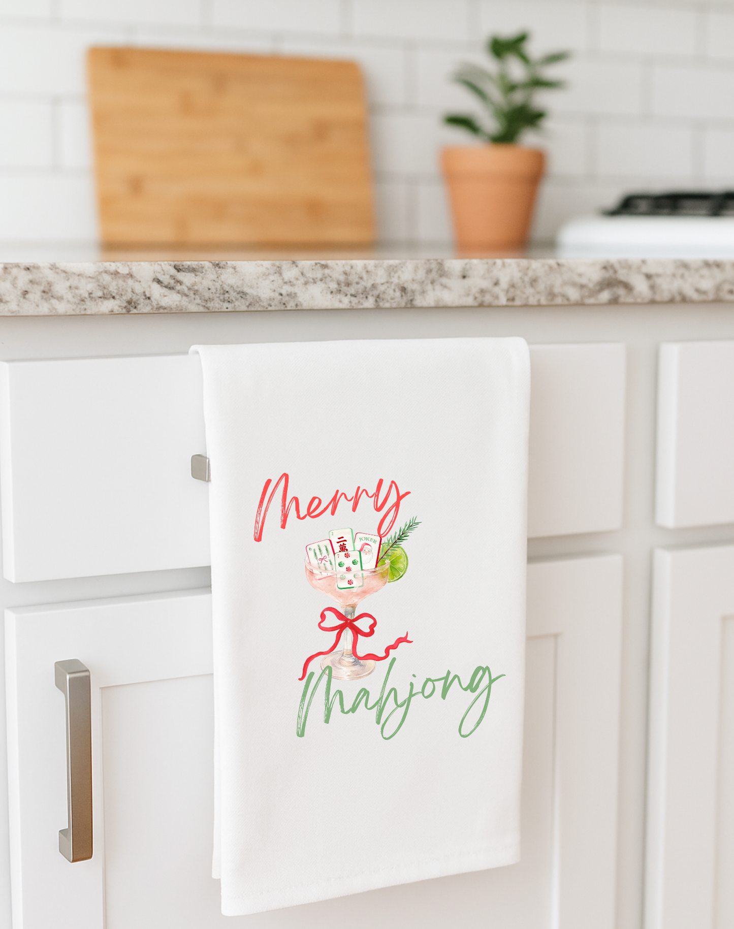 Mahjong Christmas Tea Towel